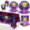 MORAINJAY Service de table disco 69 pièces - Assiettes en carton, gobelets, serviettes pour fêtes dansantes rétro années 70, 80, 90 (16 invités)
