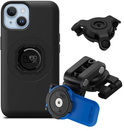 Quad Lock Motorcycle Brake Reservoir Phone Mount Kit with Vibration Dampener and iPhone 14 MAG Case