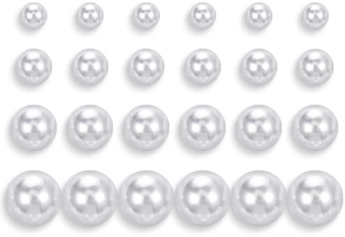 24 Paar Perlen Ohrringe Set Damen Perlenohrstecker Hypoallergen Weiße Und Beige Kunstperlen Ohrstecker 4 Verschiedene Größen Mit Runden Perlenohrsteckern Für Damen Mädchen