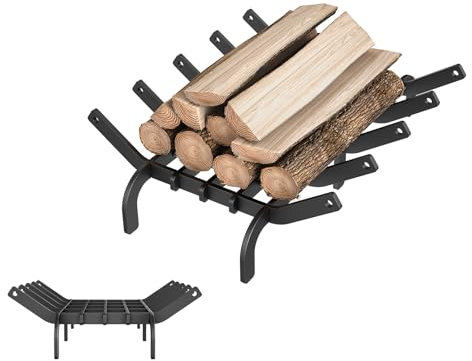 NAIZY Kaminrost Kohlenstoffstahl 42cm Feuerrost für Kamin Feuerbock Holzregal Multfunktional Holzrost Grill Innen Kaminofen Zubehör (V-Form)