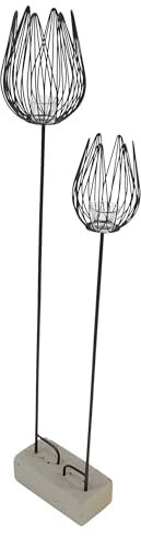 Gartenstecker Windlicht, 2er Set, Metall, Mattschwarz Maße: Ø 12 x 17 cm, GH 90 cm, Ø 16 x 20 cm, GH 111 cm, Glaseinsatz Ø 6 x 4 cm, ohne Kerzen, einfache selbstmontage