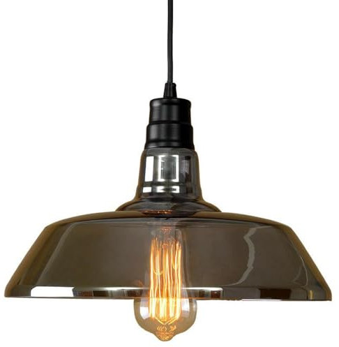 PTLYE Éclairage LED, lustres en Verre Gris fumé dans Les Restaurants et Les Bars, Style Minimaliste Moderne de l'industrie rétro américaine, Convient aux Salons, Chambres, salles d'étude, balcons,