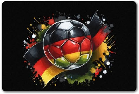 speecheese Fußball Deutschland Flagge Fußmatte in 40x60 cm ohne Rand Perfekt für EM 2024 Sport Fußball-Fans - Schwarz Rot Gold Design