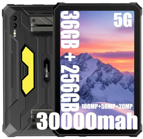 Blackview Active 10 Pro Tablet 5G Outdoor, 36GB RAM + 256GB ROM, Tableta 11 Pulgadas, 30000mAh Tableta Android 14, 108MP + 20MP Infrarrojo + 50MP, Dual SIM NFC/GPS/OTG/IP69K
