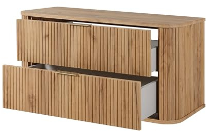 3xE Living Badezimmerschrank Eiche Craft + Goldener Griff, 41,5 x 100 x 51,7 cm