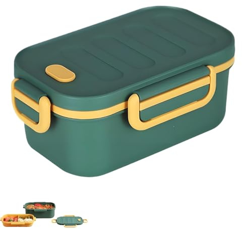 agogue Brotdose Mit Fächern, Jausenbox, Brotdosen Lunchbox Mit Fächern Männer Frauen, 2-Schicht Frühstücksbox Bento Box für Büro Arbeit Picknick (Grün)