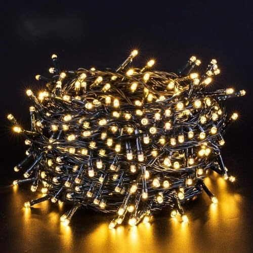 Quntis 40m 300 LED Lichterkette Außen Batterie Timer Warmweiß IP44 8 Modi Outdoor Weihnachtsbeleuchtung für Weihnachtsbaum Garten Balkon Terrasse Weihnachtsdeko Innen für Zimmer Fenster Wand Party