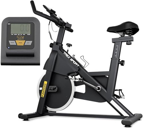 TREX SPORT Indoor Bike Heimtrainer Fahrrad TX-640SB HOWL | Mechanischer Widerstand, verstellbarer Sattel, Trainingscomputer, 12kg Schwungrad, Pulssensoren