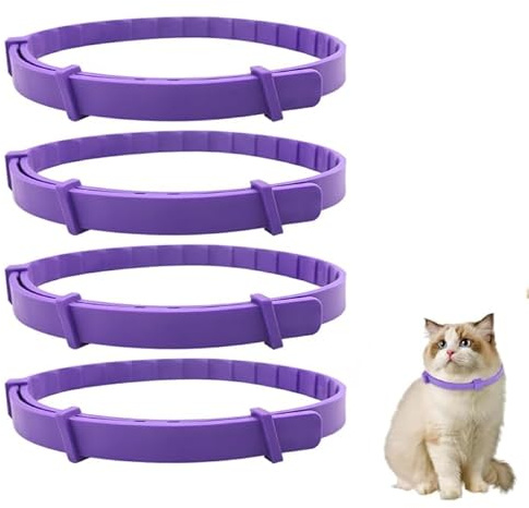 Set med 4 lugnande katthalsband, feromoner, katter, lugnande halsband, justerbart katthalsband med anti-stress och lindrar ångest hos katter och hundar, säkert, vattentätt, för små och