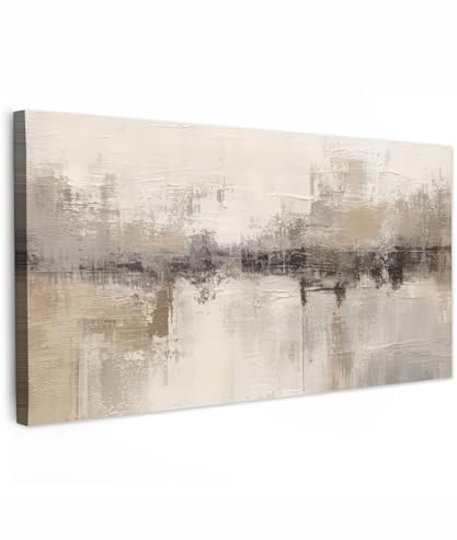 MuchoWow© Bilder Groß Wohnzimmer Deko Modern Wandbild XXL Kunstdruck | 200x100 cm - Leinwand Bild Schlafzimmer über Bett Room Decor Geschenke Moderne Kunst - Abstrakt - Beige