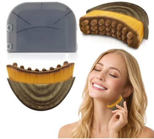 Lymphatic Contour Face Brush, Dry Brush Massager for Lymphatic Drainage | Ultra Soft Curved Bristles, Facial Sculpting Tool for Jawline, Cheeks, Under Eye | Gua Sha Style Depuffer with Travel Case