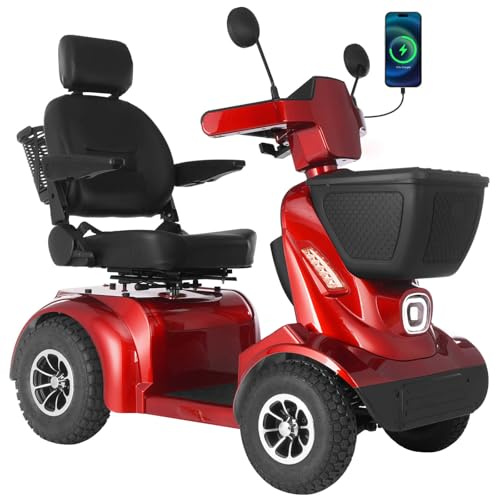 Ecomobi MS02 Max Heavy Duty Mobility Scooters 8mph, 500 lbs Capacity, 1000W Motor, 32 Miles Range, 48V 40Ah Battery, 20° Hill Climbing Capacity, Luxurious Design, Turn Signal