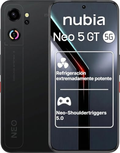 nubia Neo 5 GT 5G,8+256GB,6.8120Hz,6210mAh 45W,50MP Cam NFC Obsidian Black | Eingebauter Aktivlüfter, 550Hz Neo Triggers 5.0, AI Copilot Demi 2.0