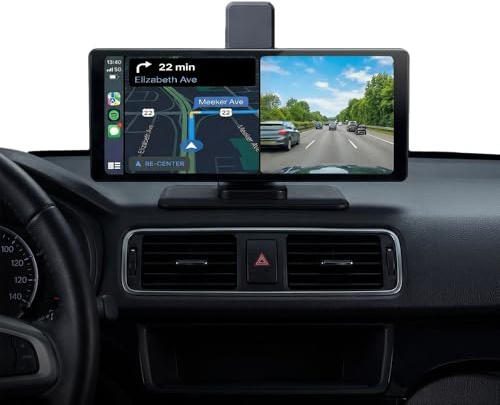 Pantalla multimedia de coche de 10 Carplay/Android Auto/MirrorLink con DashCam integrada Montaje de salpicadero negro Bigben