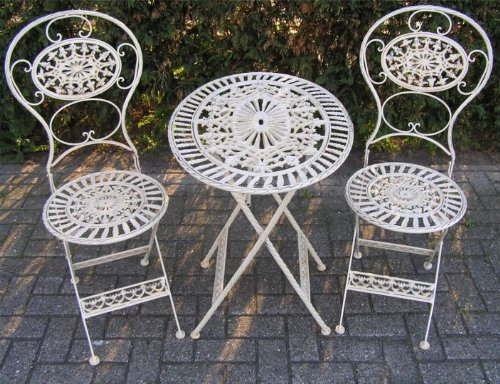 Jugendstil Gartenmöbel Set - Gartentisch Barock Antik- Tisch, Stühle Garten Barock