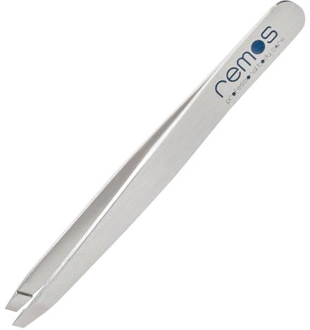 REMOS Pinzetta per sopracciglia in acciaio inox con punta dritta da 9,5 cm in raso