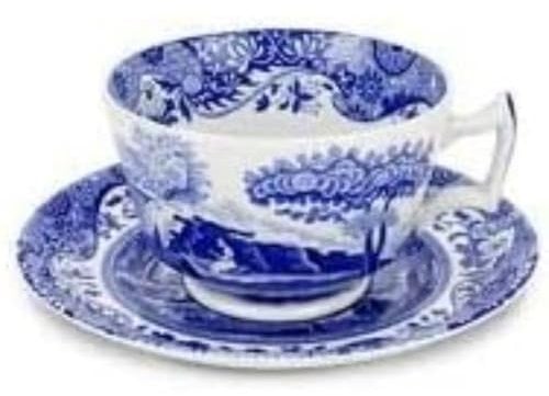 Portmeirion Home & Gifts Cup and Saucer, Blue & White, 0.28L-10floz