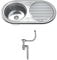 Dihl 1062 Kitchen Sink with Drainer, Single Bowl 1.0, Oval, 304 Stainless Steel, Silver, 84 x 44 cm, Inset, Includes Full Waste Kit and fixings