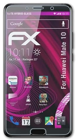 atFoliX Lámina Protectora de plástico Cristal compatible con Huawei Mate 10 Película Vidrio, 9H Hybrid-Glass FX Protector Pantalla Vidrio templado de plástico