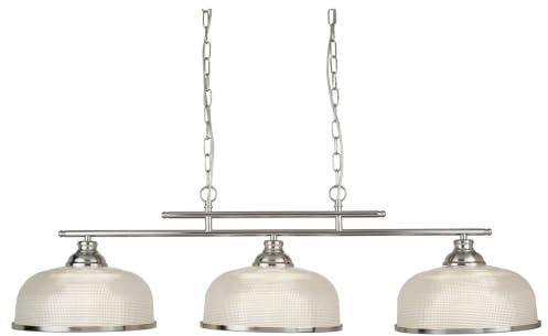 Bistro Ii, 3Flammige Leisten-Deckenlcuhte, Satin Silber, Halophanglas plattiert