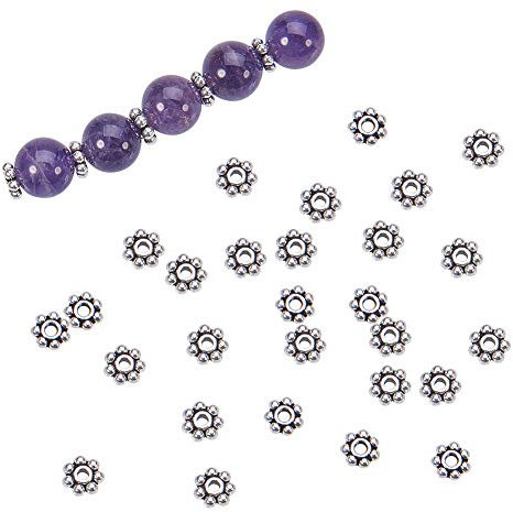 pandahall EliteLot de 300pcs Perlen espacees Perlen Trennblatt Perlen Distanzringe aus Legierung-Stil Tibetischen Perlen Schneeflocke für die Herstellung von Schmuck