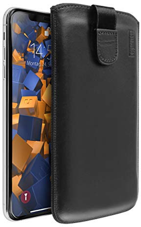 mumbi Echt Ledertasche kompatibel mit iPhone XS Max Hülle Leder Tasche Case Wallet, schwarz, 27172-iPhone XS Max