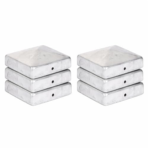 6 x Pyramid Fence Post Caps 71 x 71 mm Galvanised Steel
