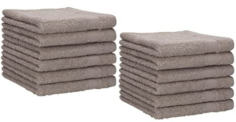 Betz 12 Stück Gästehandtücher Gästehandtuch Palermo 100% Baumwolle Größe 30x50 cm Handtuch Gästetücher Set Farbe Stone