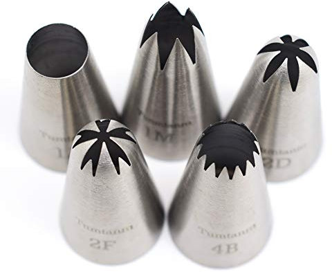 Nahtlose Spritztüllen aus Edelstahl, große Spritztülle, Kuchendekorationswerkzeuge für Bäcker, 5 Stück
