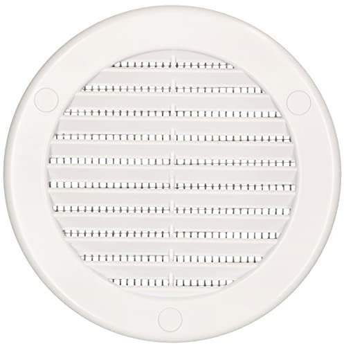 KOTARBAU® Rejilla de Ventilación Redonda Ø 100 mm, Blanca, Rejilla de entrada de aire, con Mosquitera contra insectos