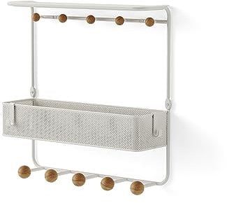 Umbra Estique Regal mit 10 Haken, Accessoire Organizer für den Eingang, Weiss, Stahl,One Size