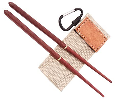 Rosewood Folding Wood Chopsticks | Portable Travel Chopsticks - Reusable Chopsticks, Folding Chopsticks, Wooden Portable Chopsticks with Carry Bag Travel Cutlery for Outdoor Camping Hiking