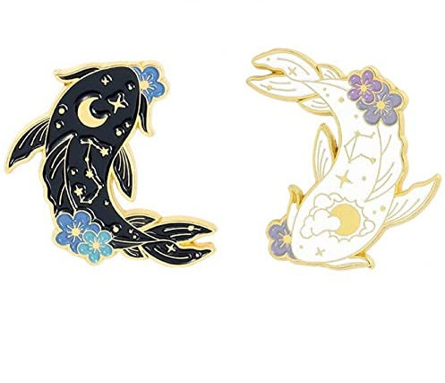 Broches À Revers en Émail, 2 Pcs Badge De Broche De Poisson Noir pour Sacs À Dos Sacs De Vêtements Vestes