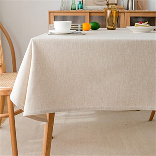 Lifup Tischdecke Eckig Spitze Rand Tischwäsche Tischtuch Baumwolle Leinen Beige 90 x 90 cm