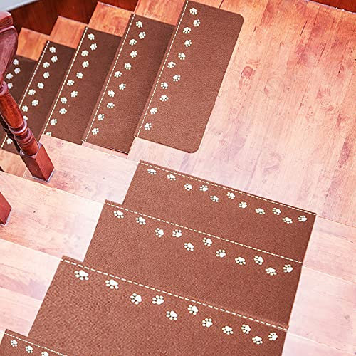SJASD Leuchtende Treppenstufen Matten,55 * 22cm+4.5cm Waschbare Stufenmatten,rutschfeste Treppenteppich,Selbstklebende Teppich Treppenstufen,Stufenschutz Innenbereich für Kinder & Älteste & Haustiere