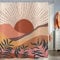 Duschvorhang Boho 180x200, Hnmdmyi Mid Century Abstrakt Berg Sonnenuntergang Blatt Badewanne Vorhang Modern Minimalistisch Geometrisch Ästhetisch Kunst Wasserdicht Polyester Stoff Waschbar Badevorhang