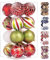 Weihnachtskugel-Ornamente, 16 Stück für Weihnachtsbaumschmuck, 8 cm, bruchsicher, Weihnachtsbaumschmuck mit roten, weißen, grünen Weihnachtsschmuck-Kugeln