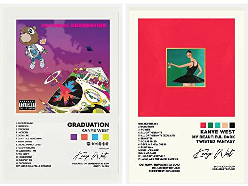 Generic: 2 Kanye West 'My Beautiful Dark Twisted Fantasy' Leinwandposter, ungerahmt: 30 x 45 cm, für mehrere Räume
