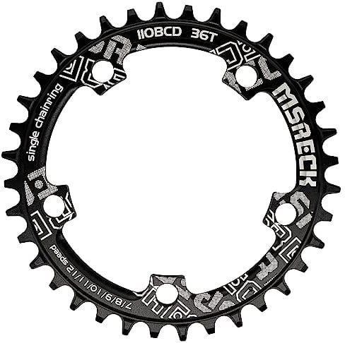 MSRECK Plato Ancho Estrecho 110 BCD 36T 38T 40T 42T 44T 46T 48T 50T 52T para Bicicleta de Carretera de 7 a 12 velocidades (Negro Redondo, 36T)