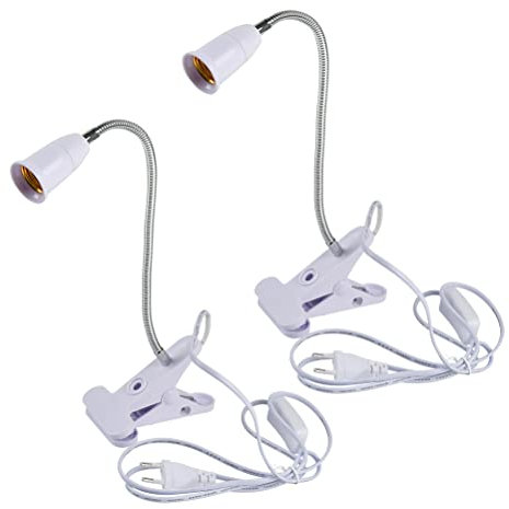 TIMESETL Lampe avec Pince E27 2Pcs 45W Lampe de Bureau a Pince avec Interrupteur Lampe Flexible E27 Lampe pour Lit Lampe de Table à Pince, Lampe Spot Pince, Réglable 360 ° Col de Cygne, sans Ampoules