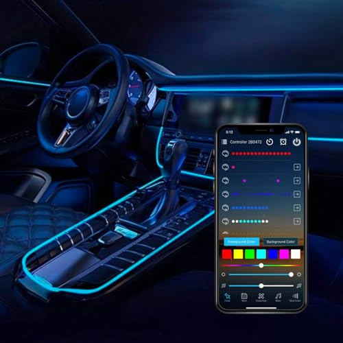 AutoStyle 2-teilige mehrfarbige LED-Innenraumbeleuchtung | mit App-Steuerung & 5-Meter-Lichtwellenleiter