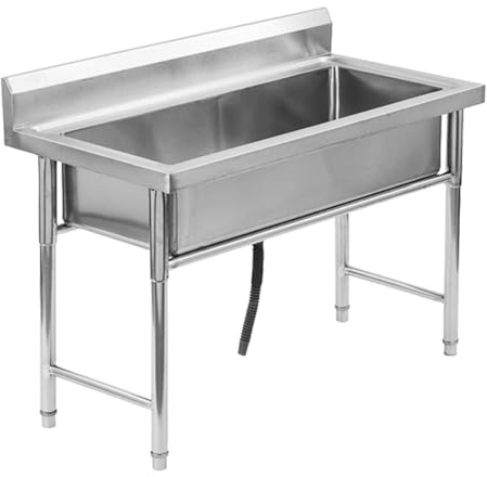 Evier Buanderie Inox Exterieur pour le lavage, Évier Inox de Cuisine 1 Bac Professionnel, Extérieur Évier De Jardin(100X50X80cm/39.3X 19.6X 31.4in,Depth: 25cm/9.8in)