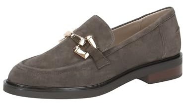 CAPRICE Damen Slipper aus Leder mit Blockabsatz, Schwarz (Grey Suede), 39 EU