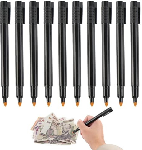 10 Stück Falschgeld Detektor Stifte, Geldscheinprüfer Stift Geldschein Prüfstift Falschgeld-Checker Stifte Falschgeld Geldscheine Geldprüfstift Prüfstift Geldschein Tester für Geldscheine