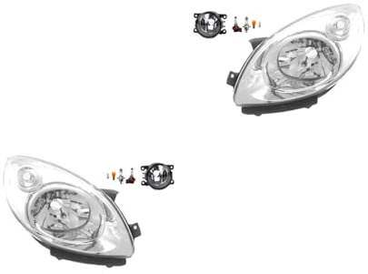 Johns, Scheinwerfer Satz Halogen Front passend für Renault Twingo II 03/2007-12/11 H4 Links & Rechts + Nebelscheinwerfer + Leuchtmittel