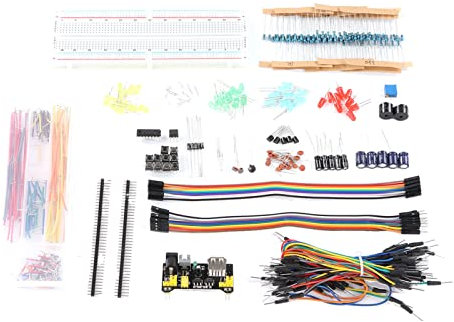 LOCADENCE Electronics Component Kit, R3 Component Pack Starter Kit Starter Fun Assortment Development Component Including Female to Male Cable, 830 Hole Breadboard, LED Resistance