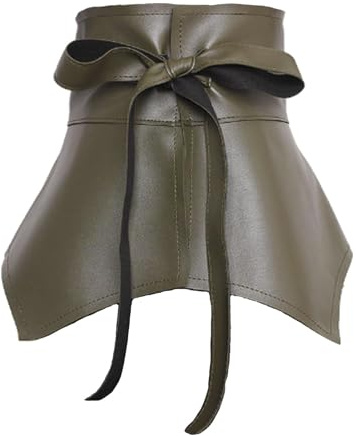 Damen Rüschenrock Gürtel - PU Leder Tie Up Breiter Taillengürtel Schößchen Cinch Gürtel Wrap Around Kummerbund Korsett Bund Punk Goth Körperzubehör Gepaart mit Hemdkleid, grün, One size