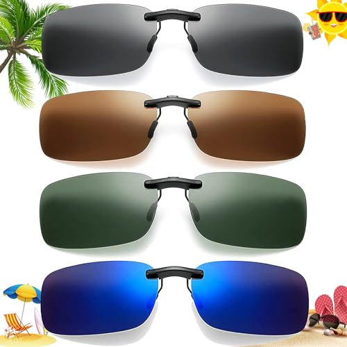 Begpoee 4 Stück Sonnenbrille Clip, Randlose Myopie Brille, Für Herren Und Damen, Fahrer Brille, UV400 Schutz, Geeignet Für Fahren, Angeln, Bergsteigen Und Reisen Im Freien