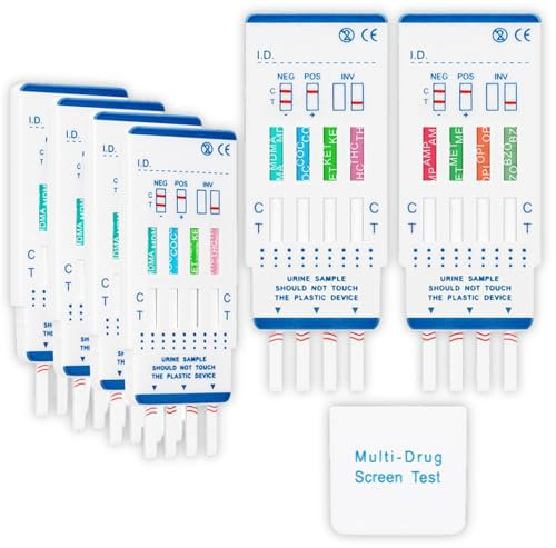 5 x Drogentest-Kits | Testet den Urin auf 8 Drogen | Kokain, Cannabis, Ketamin, Opiate, Amphetamine, Methamphetamin (Crystal Meth), Benzodiazepine und Ecstasy