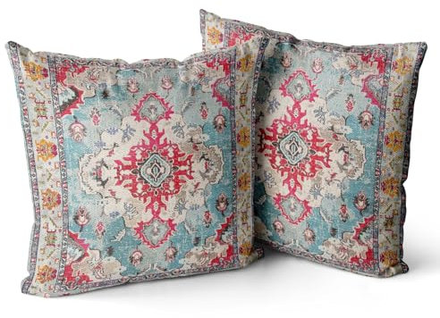 Snylcce 2er Set Boho Kissenbezüge Dekokissen 60 x 60 Samt Soft Kissenbezug Böhmischer Retro Ethno Dekorative Kissenhülle Zierkissenbezüge für Sofa Schlafzimmer Wohnzimmer Zuhause Dekoration Rot Boho